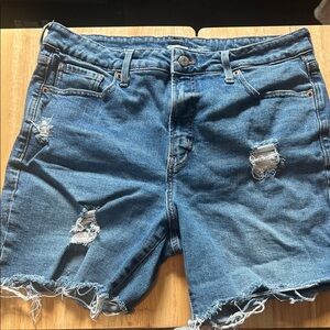 Distressed Blue Denim Shorts
